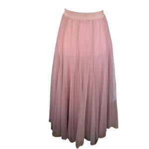 Pink Tuelle Feminine Romantic Fairycore A-Line Elastic Waist Maxi Skirt Sz‎ S
